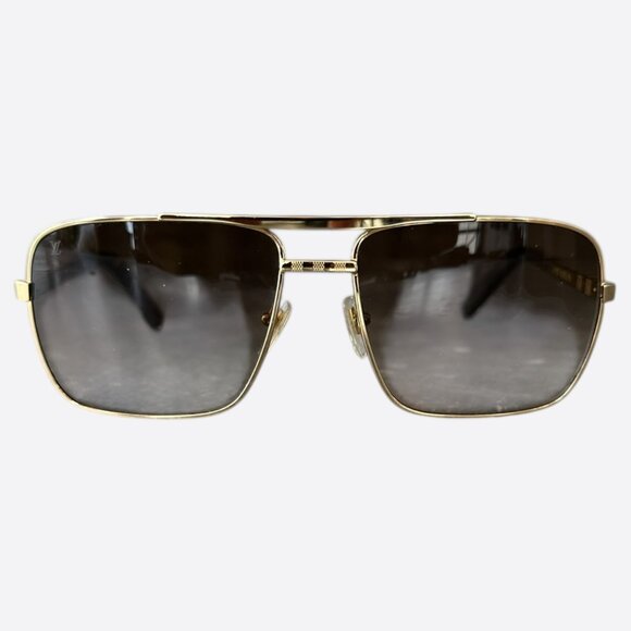 Louis Vuitton Gold Damier Attitude Pilot Sunglasses - Picture 1 of 5